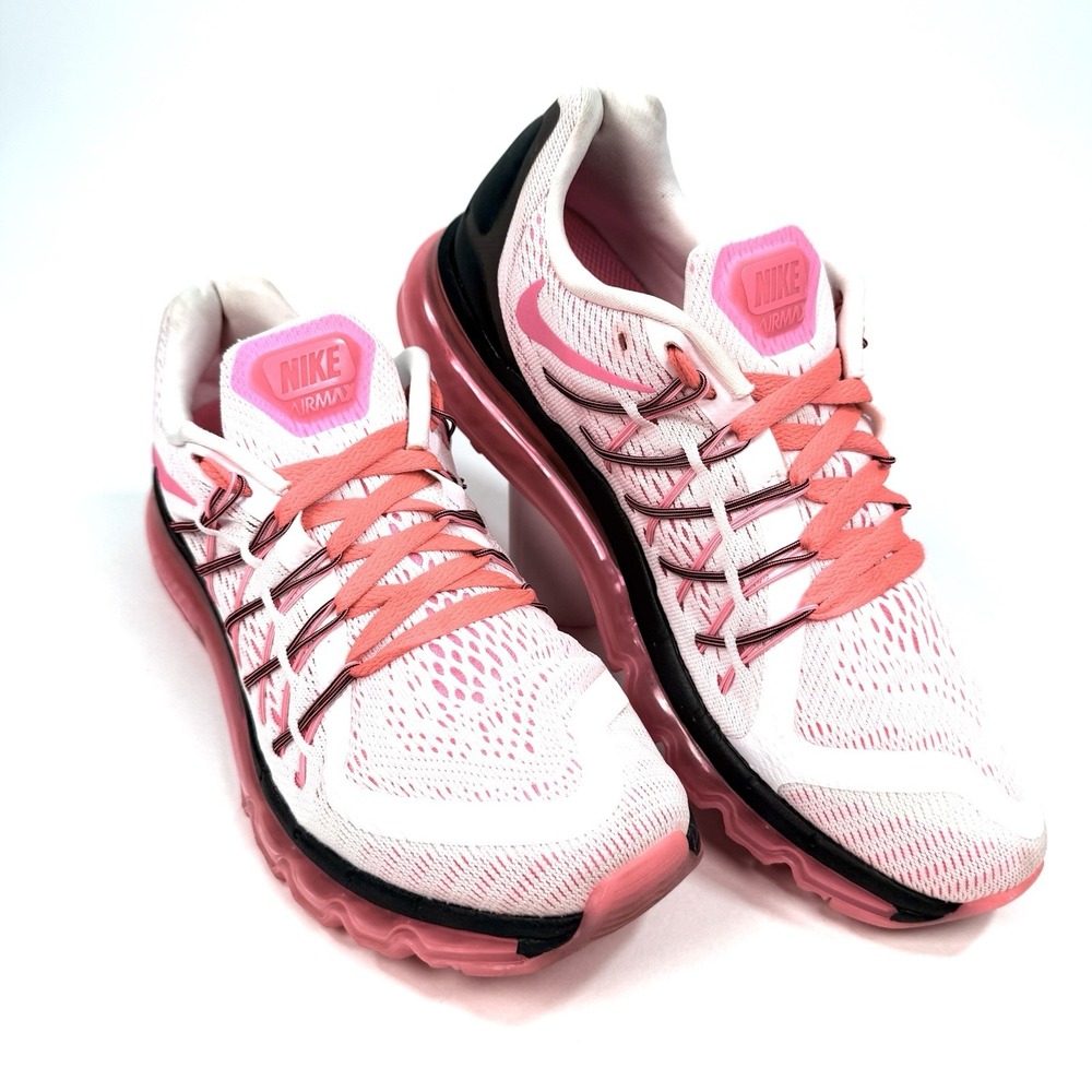 Nike Air Max 2015 Womens 10 White Pink Pow Black Running Shoes 698903-106